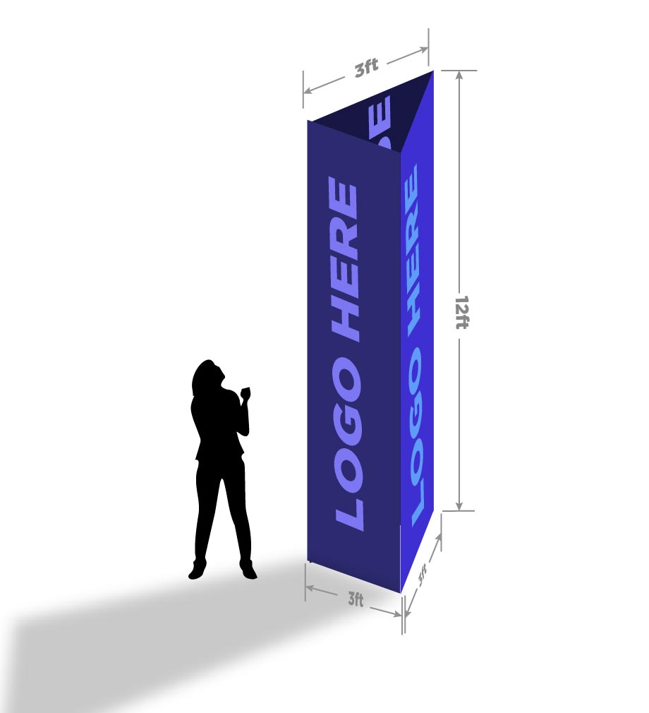 12ft Pillar with Aluminum Frame and Printed Stretch Fabric